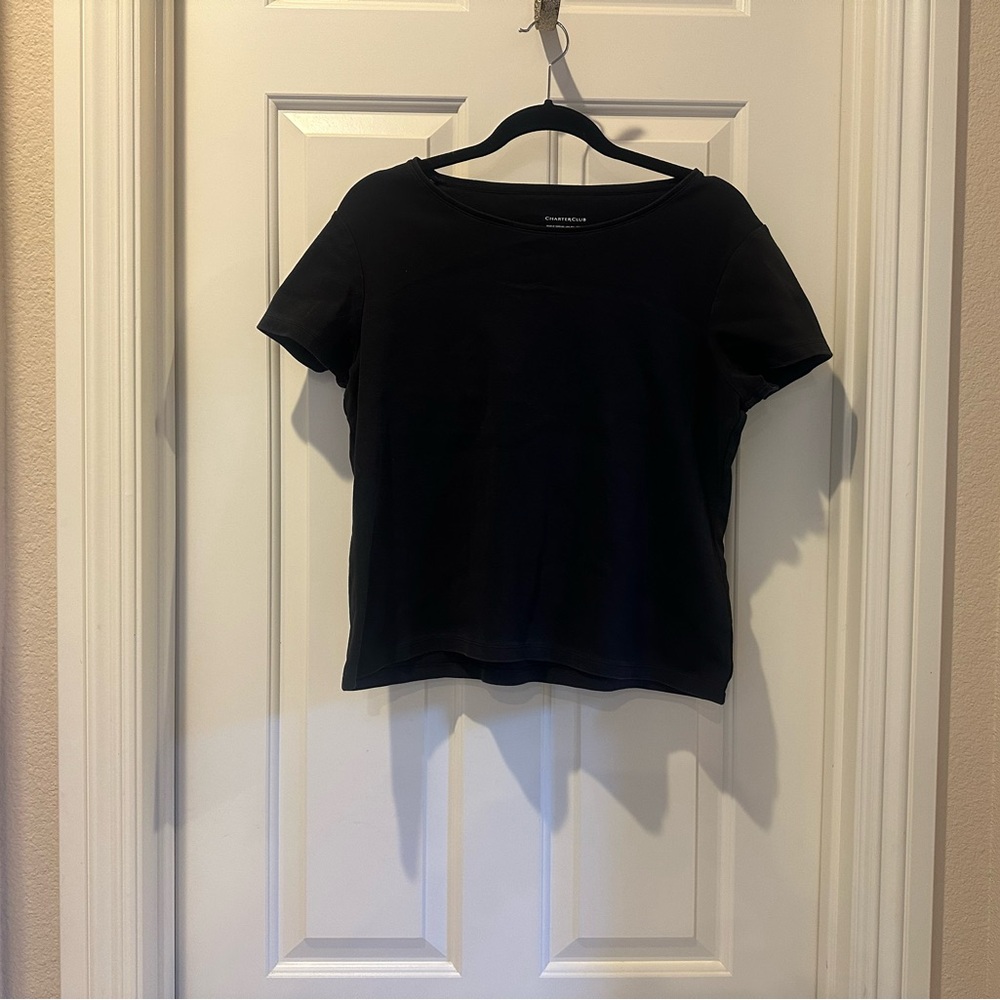 Charter Club 2 Pack Tee Bundle Women's Pima Cotton Black